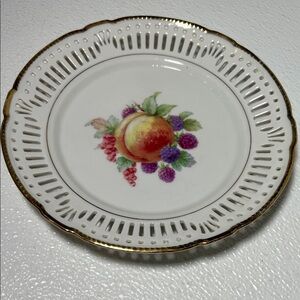 Vintage 50's Schwarzenhammer Germany Porcelain Fruit Reticulated Plate